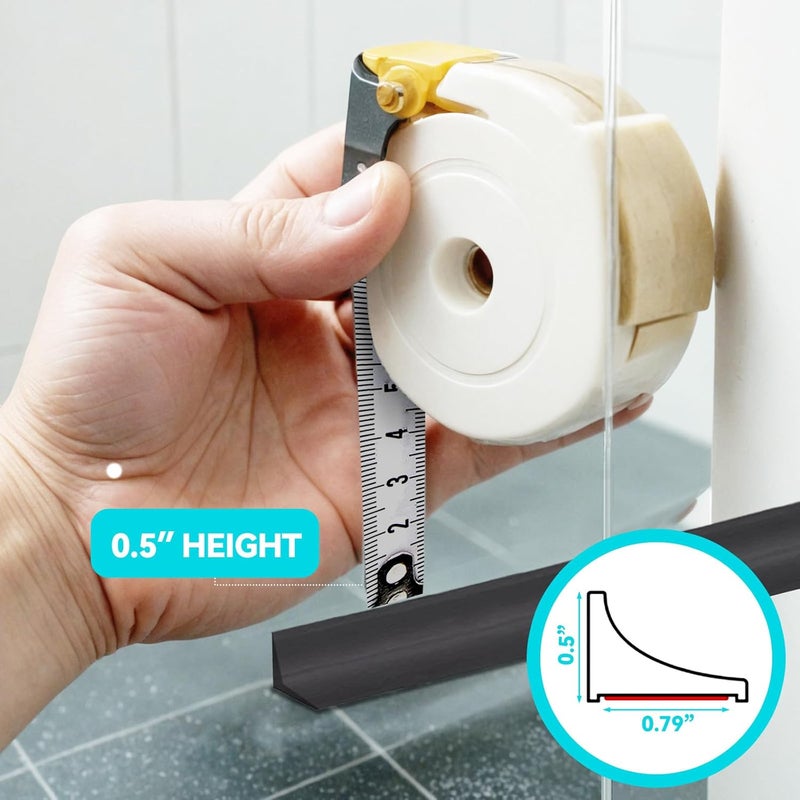 DLYYPLUS Store Shower Threshold Water Dam Barrier 39", Silicone Sealant Included, Collapsible Self-Adhesive Water Blocker, Shower Door Water Stopper for Floor Bathroom Kitchen Bathtub Sink - Image 3